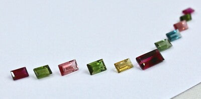 Certified Fine Natural Multi Tourmaline Baguette Cut 11 Pcs 9.78 Ct Gem Design