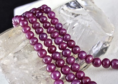Certified Natural Ruby Beads Round 432 Ct Red Gemstone Necklace For Women