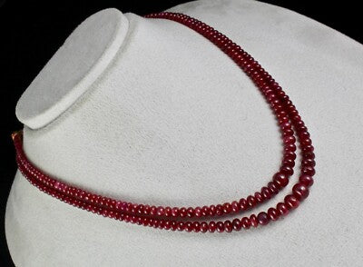 Certified Natural Untreated Ruby Beads Necklace 236ct Round Precious Gemstone