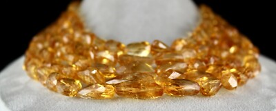 Certified Natural Yellow Citrine 1761 Ct Beads Gemstone Fashion Necklace