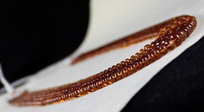 Natural Hessonite Garnet 566 Ct Beads 5 Line Round Semi Precious Necklace