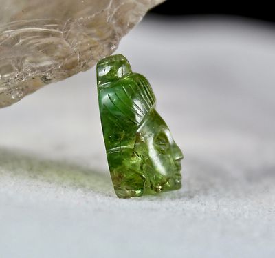 Natural Green Tourmaline Carved Buddha Head 14.14 Ct Loose Gemstone Ring Pendant