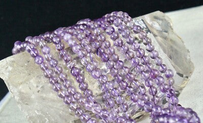 Elegant 562ct Natural Amethyst Round Beads 5 Line Gemstone Necklace For Women