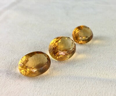 Natural Yellow Citrine 26.32ct Oval Cut 3pcs Gemstone Earrings Pendant Set