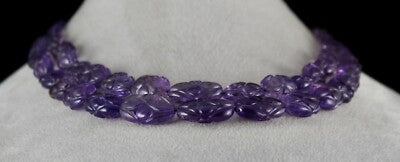 Certified Antique Natural Amethyst Carved Beads 553 Ct Important Necklace