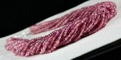 Certified Natural Pink Tourmaline 917ct Beaded Necklace Sterling Silver Clasp