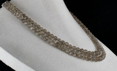 Natural Smoky Quartz 345ct Carved Beads Antique Necklace