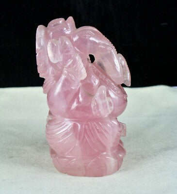 Rose Quartz Lord Ganesha 5" 4925 Ct Pink Divine Gemstone Statue Figure