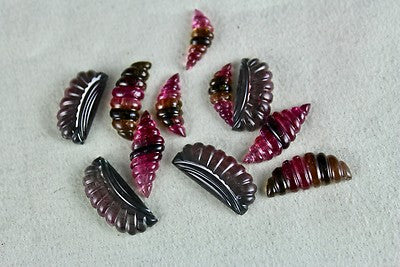 Certified Natural Multi Colour Tourmaline Carved 11 Pcs 71.75ct Gemstone Set