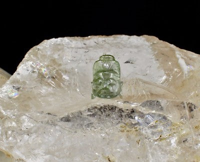 Natural Multi Green Tourmaline 10.59ct Carved Buddha Gemstone Ring Pendant