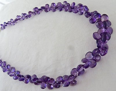 Certified Natural Amethyst 498ct Beads Teardrops Sterling Silver Party Necklace