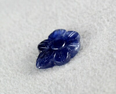 Natural No Heat Burma Blue Sapphire 5.80 Ct Carved Flower Gemstone Ring Pendant