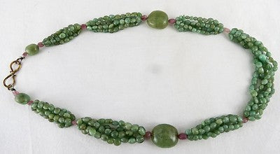 Antique Ruby Emerald 385 Ct Fine Gemstone Beaded Necklace, Party Designer Women