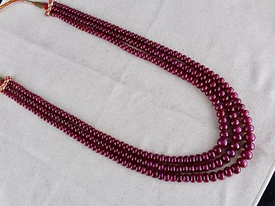 Certified Natural Untreated Ruby Beads 3 Line 602ct Ladies Necklace For Wedding