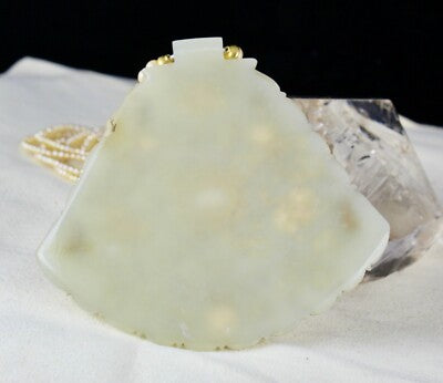 Certified Antique Nephrite Jade Ruby 10ct Natural Diamond 22k Gold Pearl Pendant