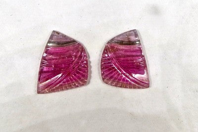 Natural Multi Colour Tourmaline Carved Gemstone 15.93ct For Earring
