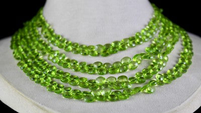 Certified Natural Peridot Beads Teardrop 521 Ct Green Gemstone Necklace
