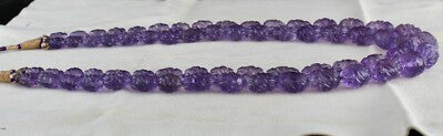 Certified Natural Amethyst Carved Beads Necklace 797 Ct Gemstone Important