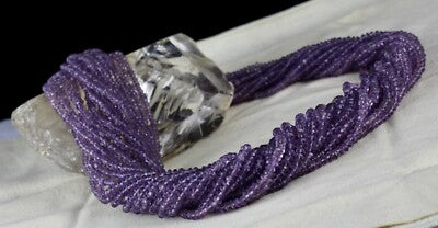Natural Amethyst Faceted Round Beads 810 Ct Sterling Silver Necklace 20 Line