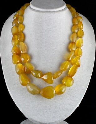 Certified Yellow Chalcedony Faceted Beads 1747ct Gemstone Fashion Necklace