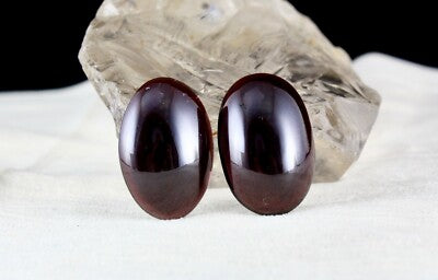 Certified Natural Red Garnet Oval Cabochon Pair 94.70ct 30x20mm Loose Gemstone
