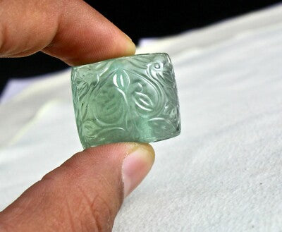 Antique Carved 71.40 Ct Natural Greenish Blue Aquamarine Gemstone For Pendant