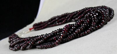 Natural Garnet Beads 1288ct Button 8 Line Semi Precious Gemstone Necklace