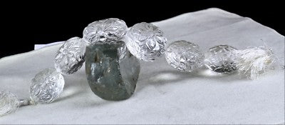 Natural White Rock Crystal Quartz Beads Carved 6 Pc 1190 Ct Gemstone Design