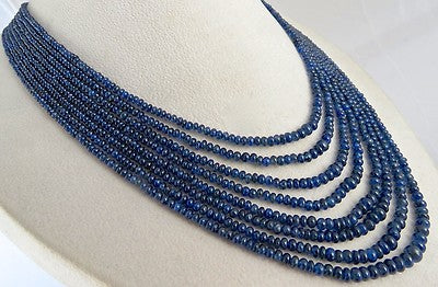 Certified Natural Blue Sapphire 405 Ct Beads Round Vintage Necklace