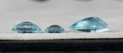 Certified Natural Blue Aquamarine 3 Pcs 10.12 Ct Loose Gemstone For Ring Pendant