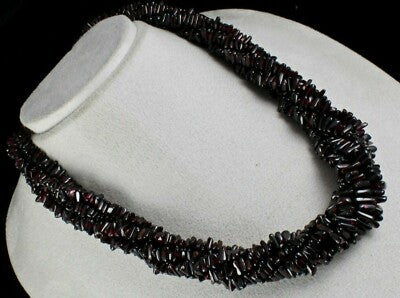 Sterling Silver Necklace Natural Garnet Triangle Beads 1432ct Red Gem For Women