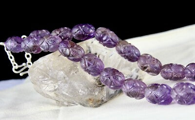 Certified Natural Amethyst 922 Ct Engraved Sterling Silver Antique Necklace