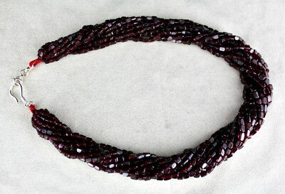 Natural Red Garnet Square Beads 10 L 1085 Cts Gemstone Fashion Necklace