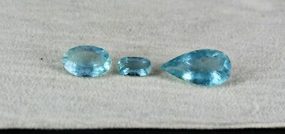 Certified Natural Blue Aquamarine 3 Pcs 10.12 Ct Loose Gemstone For Ring Pendant