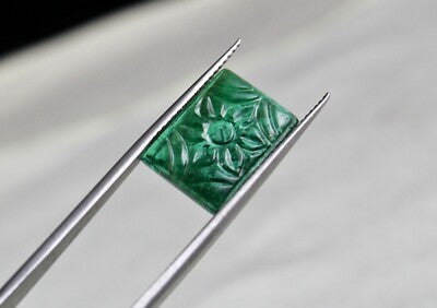 Natural Emerald 3.64 Ct Rectangle Carved Gemstone For Ring Pendant Brooch