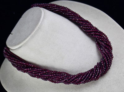 Natural Garnet Faceted Round Beads Necklace 14 L 4mm 782 Ct Red Gemstone Party