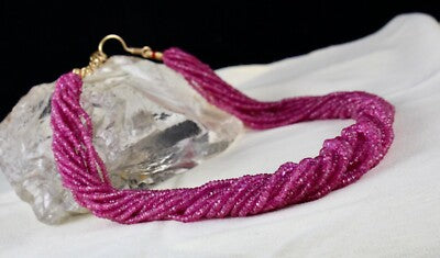 Certified Reddish Natural No Heat Burmese Ruby 547ct Gemstone Necklace