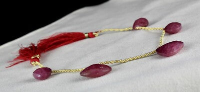 Certified Natural Ruby Beads Faceted Heart Drops 5 Pcs 118ct Gemstone Hanging