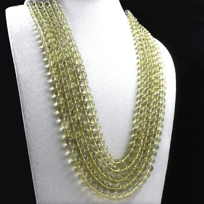 Lemon Quartz Necklace 834 Ct Natural Gem Beads Round Yellow Fashion Jewelry