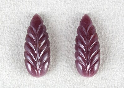 Certified Natural Untreated Ruby Carved Leaves Pair 39.22 Ct Gemstone Earrings