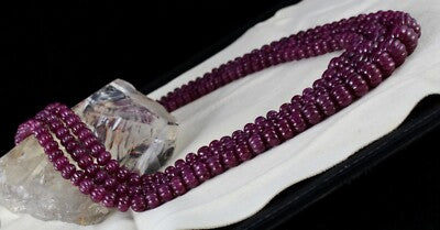 Certified Vintage Natural Ruby Beads Carved Melon Necklace 1378 Ct 3 L