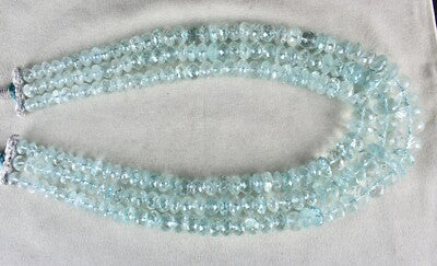 Certified Aquamarine Necklace 3L 1241 Cts Natural Blue Faceted Gemstone Beaded