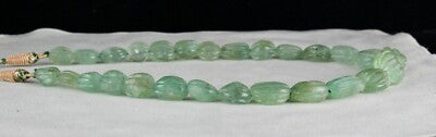 Certified Vintage Natural Emerald Carved 582 Ct Oval 25mm Rare Gemstone Necklace