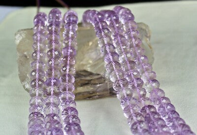 Certified Natural Pink Amethyst Faceted Beads Round 1466 Ct Necklace For Women