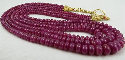 Certified Natural Ruby Round Beads Vintage Necklace 590 Ct Big Gemstone Red