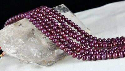 Certified Natural Ruby 410 Cts Round Beaded Necklace For Women