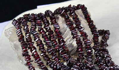 Sterling Silver Necklace Natural Garnet Triangle Beads 1432ct Red Gem For Women