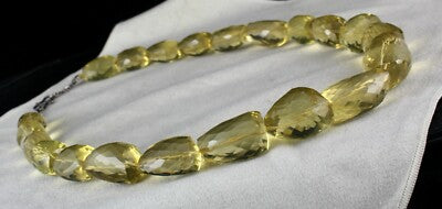 Certified Natural Green Gold Lemon Quartz Necklace 1492 Ct 30mm Nuggets Gemstone