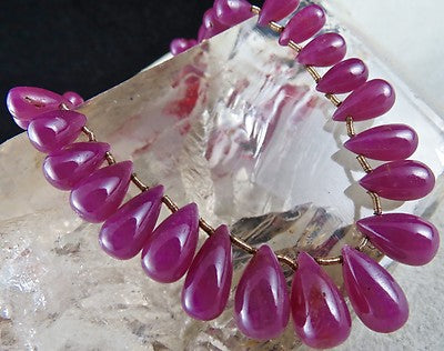 Certified Ruby Teardrop 124 Ct Gemstone Beads Sterling Silver Party Necklace