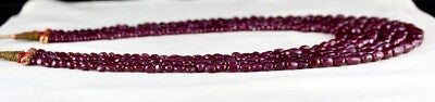 Certified Natural Untreated Ruby 782 Ct Tumble Long Beads Ladies Necklace